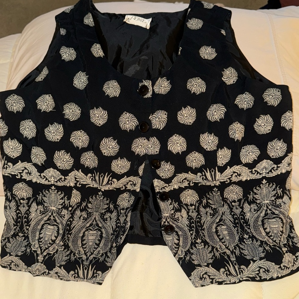 Vintage 80s Abria Boho Floral Patterned Vest
